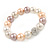 12mm Pastel Shades Polished Glass Bead with Clear Crystal Ball Flex Bracelet - 17cm L - view 3