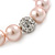 12mm Pale Pink Polished Glass Bead with Clear Crystal Ball Flex Bracelet - 17cm L - view 4