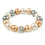 12mm Pastel Shades Polished Glass Bead with Clear Crystal Ball Flex Bracelet - 17cm L - view 5