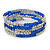 Electric Blue Glass Silver Acrylic Bead Multistrand Coiled Flex Bracelet Bangle - Adjustable - view 3