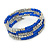 Electric Blue Glass Silver Acrylic Bead Multistrand Coiled Flex Bracelet Bangle - Adjustable - view 4