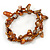 Burnt Orange Sea Shell Nugget, Glass Bead Loop Flex Bracelet - 18cm L - view 3
