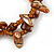 Burnt Orange Sea Shell Nugget, Glass Bead Loop Flex Bracelet - 18cm L - view 4