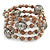 Mink Coloured Ceramic Bead with Silver Tone Wire Ball Multistrand Flex Bracelet - Medium - view 3