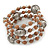 Mink Coloured Ceramic Bead with Silver Tone Wire Ball Multistrand Flex Bracelet - Medium - view 4