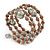 Mink Coloured Ceramic Bead with Silver Tone Wire Ball Multistrand Flex Bracelet - Medium - view 5