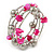 Deep Pink Shell Nugget, Mirrored Ball Bead Multistrand Flex Bracelet - Medium - view 3