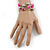 Deep Pink Shell Nugget, Mirrored Ball Bead Multistrand Flex Bracelet - Medium - view 2