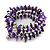 Purple Shell Nugget, Silver Tone Ball Bead Multistrand Flex Bracelet - Medium - view 3