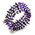Purple Shell Nugget, Silver Tone Ball Bead Multistrand Flex Bracelet - Medium - view 4
