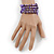 Purple Shell Nugget, Silver Tone Ball Bead Multistrand Flex Bracelet - Medium - view 2
