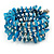 Sky Blue Shell Nugget, Silver Tone Ball Bead Multistrand Flex Bracelet - Medium - view 3