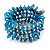 Sky Blue Shell Nugget, Silver Tone Ball Bead Multistrand Flex Bracelet - Medium - view 4