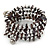 Dark Grey Shell Nugget, Silver Tone Ball Bead Multistrand Flex Bracelet - Medium - view 2