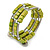 Lime Green Cube Wood Bead and Silver Tone Metal Bar Multistrand Flex Bracelet - view 2