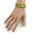Lime Green Cube Wood Bead and Silver Tone Metal Bar Multistrand Flex Bracelet - view 3