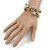 Olive Shell Nugget, Mirrored Ball Bead Multistrand Flex Bracelet - Medium - view 2