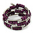 Deep Purple Cube Wood Bead and Silver Tone Metal Bar Multistrand Flex Bracelet - view 3