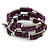 Deep Purple Cube Wood Bead and Silver Tone Metal Bar Multistrand Flex Bracelet - view 4
