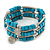 Teal Cube Wood Bead and Silver Tone Metal Bar Multistrand Flex Bracelet - view 3