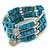 Teal Cube Wood Bead and Silver Tone Metal Bar Multistrand Flex Bracelet - view 4