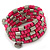 Deep Pink Wood Bead and Silver Tone Metal Bar Multistrand Flex Bracelet - view 3