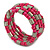 Deep Pink Wood Bead and Silver Tone Metal Bar Multistrand Flex Bracelet - view 4