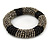 Black/ Grey Glass Bead Roll Stretch Bracelet - Adjustable - view 3