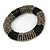 Black/ Grey Glass Bead Roll Stretch Bracelet - Adjustable