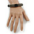 Black/ Grey Glass Bead Roll Stretch Bracelet - Adjustable - view 2
