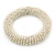 White Glass Bead Roll Stretch Bracelet - Adjustable