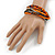 Multistrand Glass and Plastic Bead Flex Bracelet with a Ball (Orange/ Silver/ Peacock) - 18cm L - view 3