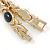 Plated Alloy Metal Blue Cat Eye Stone Ladies Magnetic Bracelet - 17cm Long - view 3