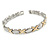 Two Tone Plated Alloy Metal Oval and Cross Motif Ladies Magnetic Bracelet - 19cm L (Large) - view 7