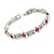 Plated Alloy Metal Pink Crystal Stones with Bow Motif Ladies Magnetic Bracelet - 18cm Long - view 5