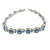 Plated Alloy Metal Light Blue Round Cut Crystal Stones Ladies Magnetic Bracelet - 18cm Long
