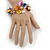 Multicoloured Sea Shell, Faux Pearl Bead Floral Cuff Bracelet In Silver Tone - Adjustable - view 2