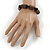 Brown Wood, Black Acrylic Bead Flex Bracelet - 18cm L - view 2