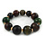 Green/ Brown/ Black Graduated Wood Bead Flex Bracelet - 18cm L - view 4