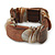 Unique Natural Sea Shell And Brown Wood Stretch Bracelet - 18cm L - view 3