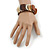 Unique Natural Sea Shell And Brown Wood Stretch Bracelet - 18cm L - view 2