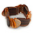 Unique Orange Sea Shell And Brown Wood Stretch Bracelet - up to 19cm L - view 5