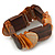 Unique Orange Sea Shell And Brown Wood Stretch Bracelet - up to 19cm L - view 3