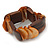 Unique Orange Sea Shell And Brown Wood Stretch Bracelet - up to 19cm L