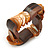 Unique Orange Sea Shell And Brown Wood Stretch Bracelet - up to 19cm L - view 4