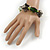 Black, Green Shell, Glass Bead Flex Bracelet - 18cm L - view 2