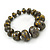 Grey/ Black/ Gold Graduated Wooden Bead Flex Bracelet - 19cm L