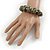 Grey/ Black/ Gold Graduated Wooden Bead Flex Bracelet - 19cm L - view 2