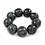 Black/ Grey Chunky Wood Bead Flex Bracelet - 18cm L
