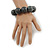 Black/ Grey Chunky Wood Bead Flex Bracelet - 18cm L - view 3